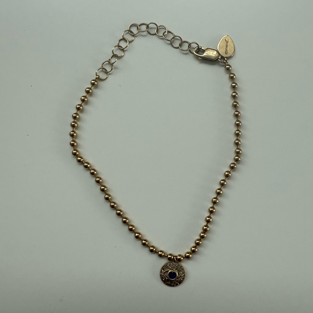 Meira T 14k yellow gold diamond & sapphire evil eye bracelet - Picture 2 of 8